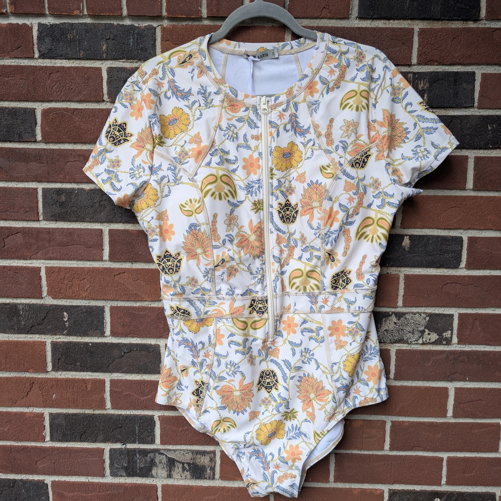 Grace Karin Floral One Piece in White and Orange